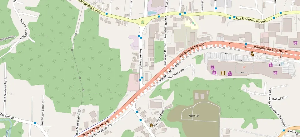 Mapa da matriz da Ociani na Rua Ari Barroso, junto à Marginal da BR-470, em Blumenau